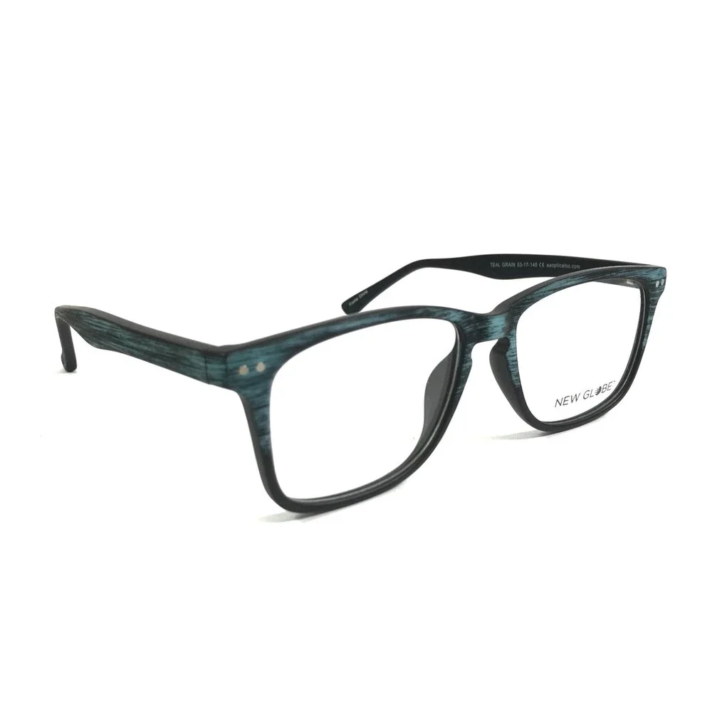 New Globe Eyeglasses Frames L4072-P TEAL GRAIN Rectangle Full Rim 53-17-140